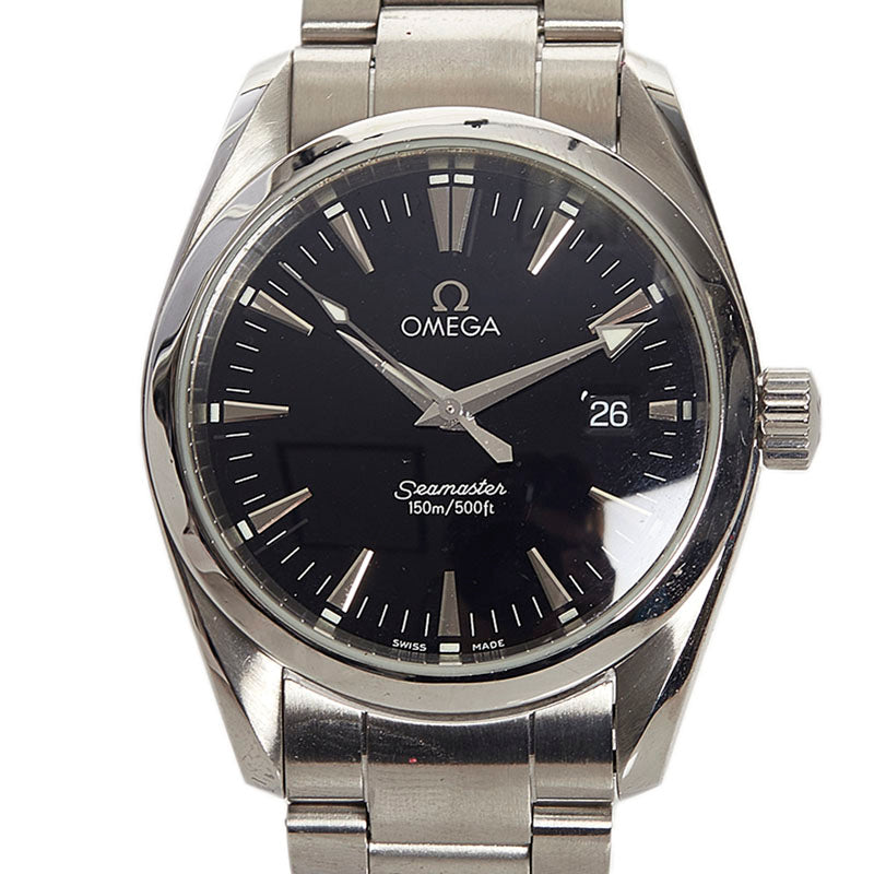 オメガ シーマスター 150ｍ アクアテラ 腕時計 2518.50 クオーツ ブラック文字盤 ステンレススチール メンズ OMEGA 【中古】