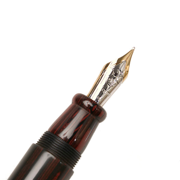 クローネ エイブラハム リンカーン 万年筆 ブラウン ブラック K18 ゴールド エボナイト メンズ 【中古】