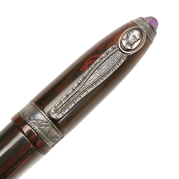 クローネ エイブラハム リンカーン 万年筆 ブラウン ブラック K18 ゴールド エボナイト メンズ 【中古】