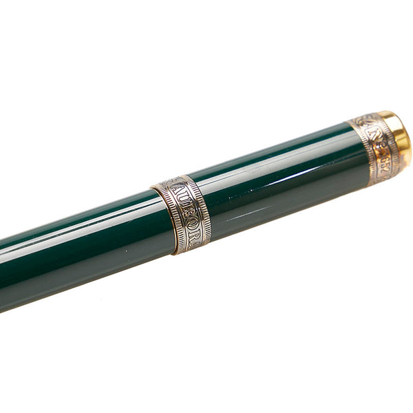 アウロラ ダンテ アリギエリ 万年筆 グリーン K18YG イエローゴールド 樹脂系 メンズ 【中古】