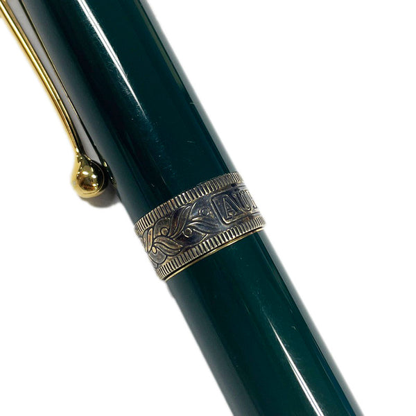 アウロラ ダンテ アリギエリ 万年筆 グリーン K18YG イエローゴールド 樹脂系 メンズ 【中古】