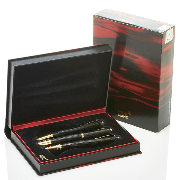 モンブラン ヴァージニア ウルフ 作家シリーズ 3本セット 万年筆 ブラック 樹脂系 メンズ MONTBLANC 【中古】