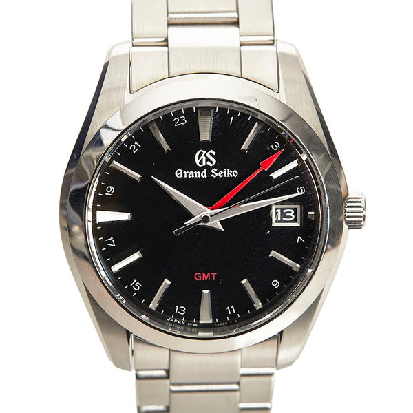 セイコー 9F クオーツ GMT グランドセイコー 腕時計 SBGN013 9F86-0AF0 クオーツ ブラック文字盤 ステンレススチール メンズ SEIKO 【中古】