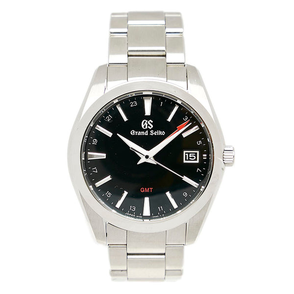 セイコー 9F クオーツ GMT グランドセイコー 腕時計 SBGN013 9F86-0AF0 クオーツ ブラック文字盤 ステンレススチール メンズ SEIKO 【中古】