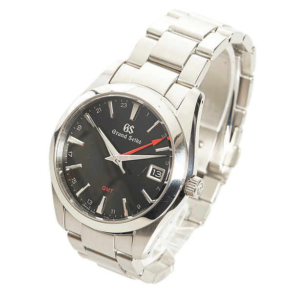 セイコー 9F クオーツ GMT グランドセイコー 腕時計 SBGN013 9F86-0AF0 クオーツ ブラック文字盤 ステンレススチール メンズ SEIKO 【中古】