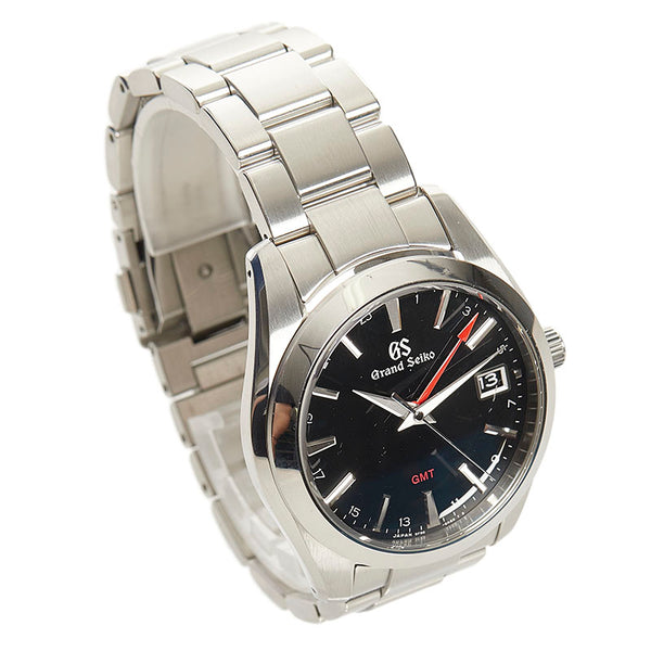 セイコー 9F クオーツ GMT グランドセイコー 腕時計 SBGN013 9F86-0AF0 クオーツ ブラック文字盤 ステンレススチール メンズ SEIKO 【中古】