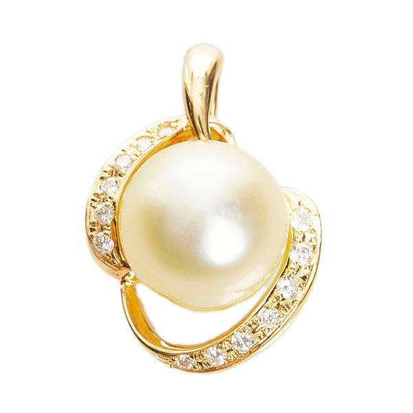 K18YG イエローゴールド パール12.5mm ダイヤ0.22ct ペンダントトップ レディース 【中古】