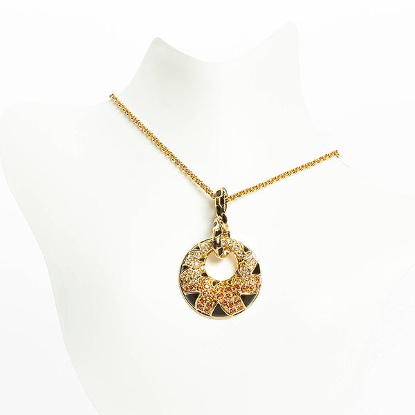 スワロフスキー ラインストーン ネックレス ゴールド ブラック オレンジ メッキ レディース SWAROVSKI 【中古】