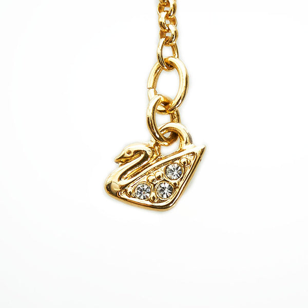 スワロフスキー ラインストーン ネックレス ゴールド ブラック オレンジ メッキ レディース SWAROVSKI 【中古】