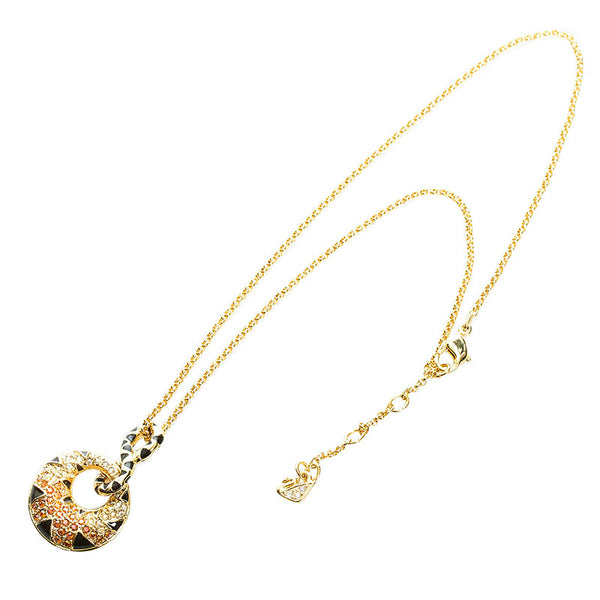 スワロフスキー ラインストーン ネックレス ゴールド ブラック オレンジ メッキ レディース SWAROVSKI 【中古】