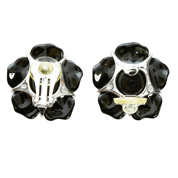 スワロフスキー フラワー イヤリング ブラック メタル レディース SWAROVSKI 【中古】
