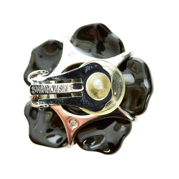 スワロフスキー フラワー イヤリング ブラック メタル レディース SWAROVSKI 【中古】