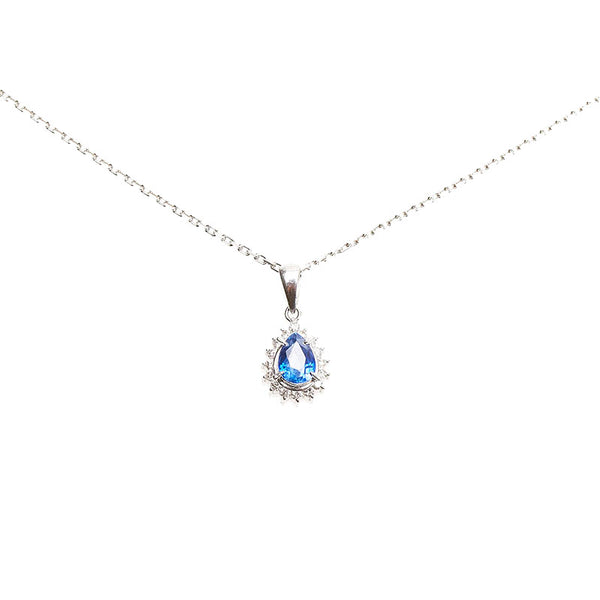 Pt900 プラチナ Pt850 プラチナ サファイア1.61ct ダイヤ0.30ct ネックレス レディース 【中古】