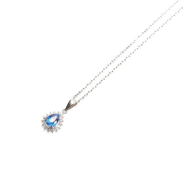 Pt900 プラチナ Pt850 プラチナ サファイア1.61ct ダイヤ0.30ct ネックレス レディース 【中古】