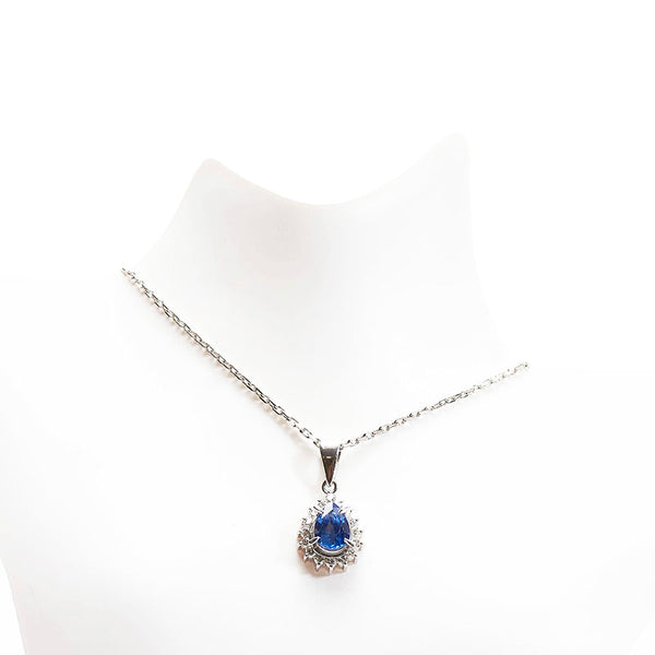 Pt900 プラチナ Pt850 プラチナ サファイア1.61ct ダイヤ0.30ct ネックレス レディース 【中古】