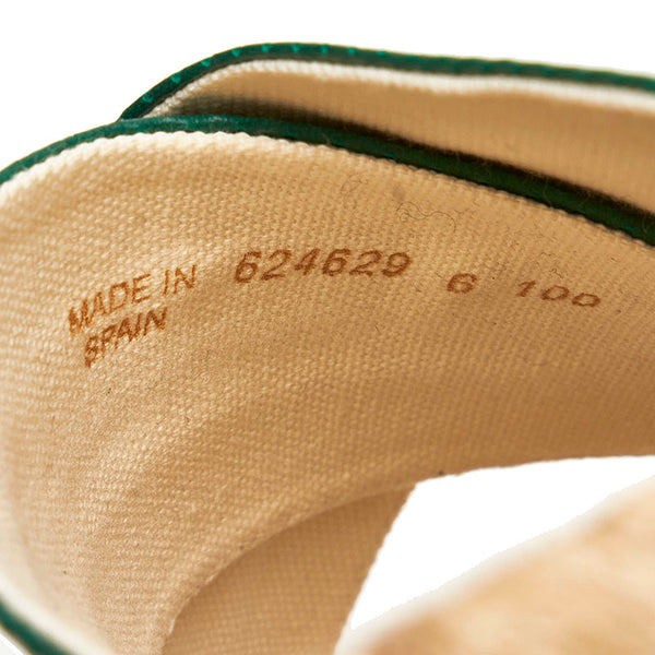 グッチ スライド サンダル 624629 グリーン レッド ベージュ レザー 麻・リネン ラバー メンズ GUCCI 【中古】