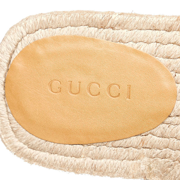 グッチ ウェブ スライド サンダル 624985 ネイビー レッド ベージュ レザー 麻・リネン ラバー メンズ GUCCI 【中古】