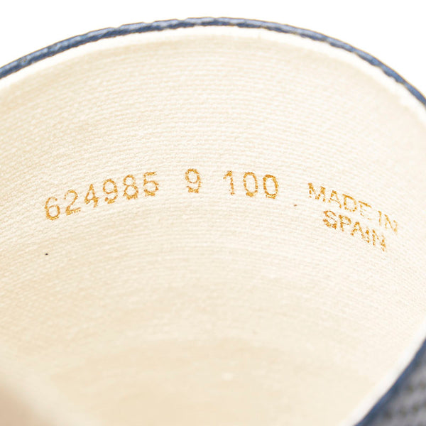 グッチ ウェブ スライド サンダル 624985 ネイビー レッド ベージュ レザー 麻・リネン ラバー メンズ GUCCI 【中古】