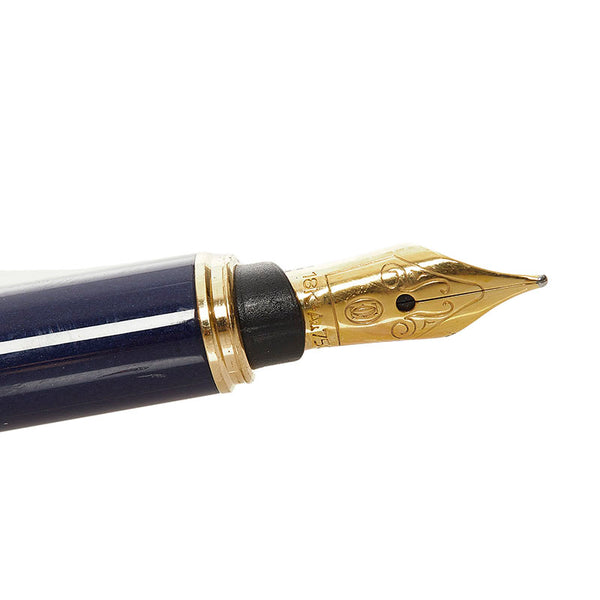 カルティエ 万年筆 ブルー ゴールド プラスチック K18 ゴールド メンズ CARTIER 【中古】