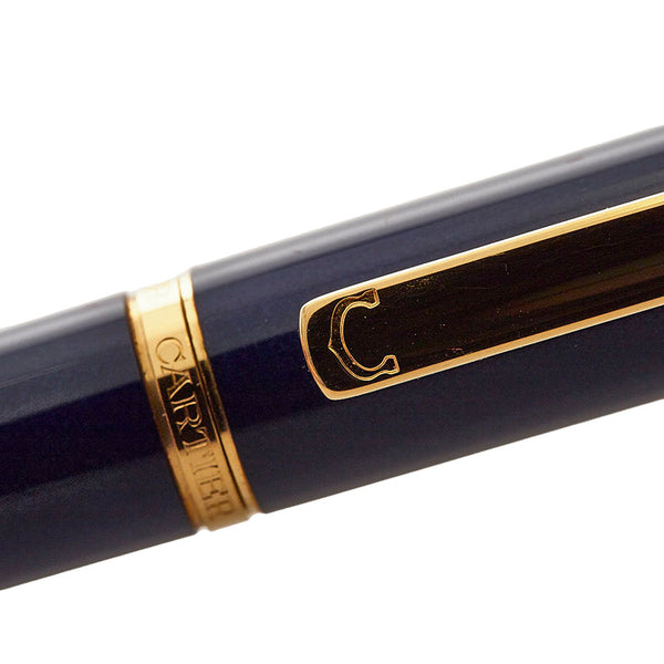 カルティエ 万年筆 ブルー ゴールド プラスチック K18 ゴールド メンズ CARTIER 【中古】