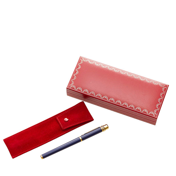 カルティエ 万年筆 ブルー ゴールド プラスチック K18 ゴールド メンズ CARTIER 【中古】