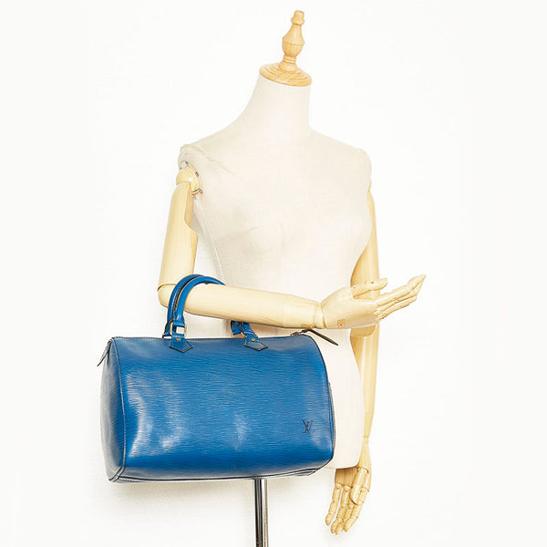 ルイ ヴィトン エピ スピーディ30 ハンドバッグ ミニボストン M43005 トレドブルー レザー レディース LOUIS VUITTON 【中古】