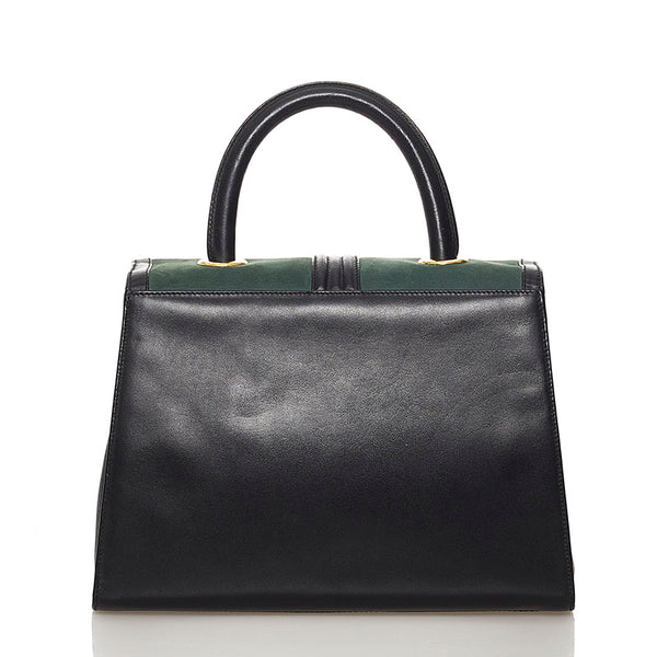 ゲラルディーニ ハンドバッグ ブラック モスグリーン レザー スウェード レディース GHERARDINI 【中古】