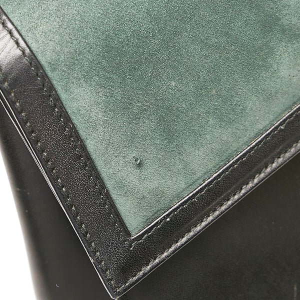 ゲラルディーニ ハンドバッグ ブラック モスグリーン レザー スウェード レディース GHERARDINI 【中古】