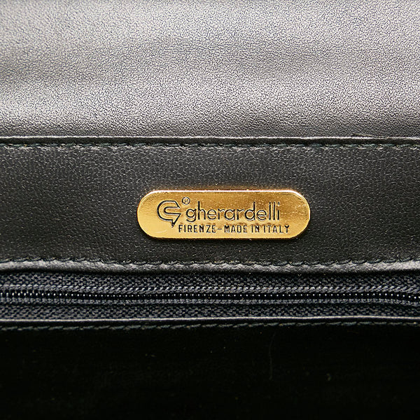 ゲラルディーニ ハンドバッグ ブラック モスグリーン レザー スウェード レディース GHERARDINI 【中古】