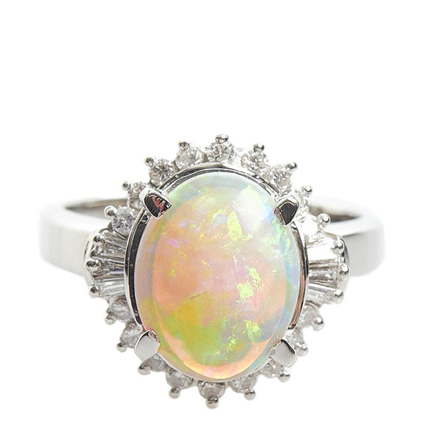 Pt900 プラチナ オパール2.47ct ダイヤ0.36ct リング 指輪 レディース 13.5号 【中古】