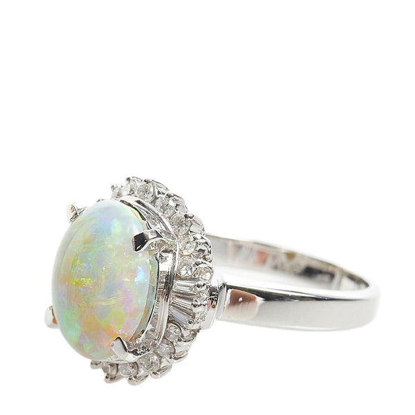 Pt900 プラチナ オパール2.47ct ダイヤ0.36ct リング 指輪 レディース 13.5号 【中古】