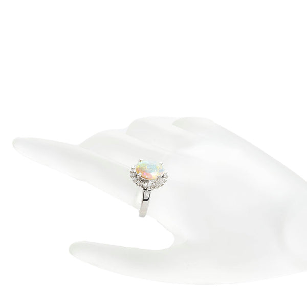 Pt900 プラチナ オパール2.47ct ダイヤ0.36ct リング 指輪 レディース 13.5号 【中古】