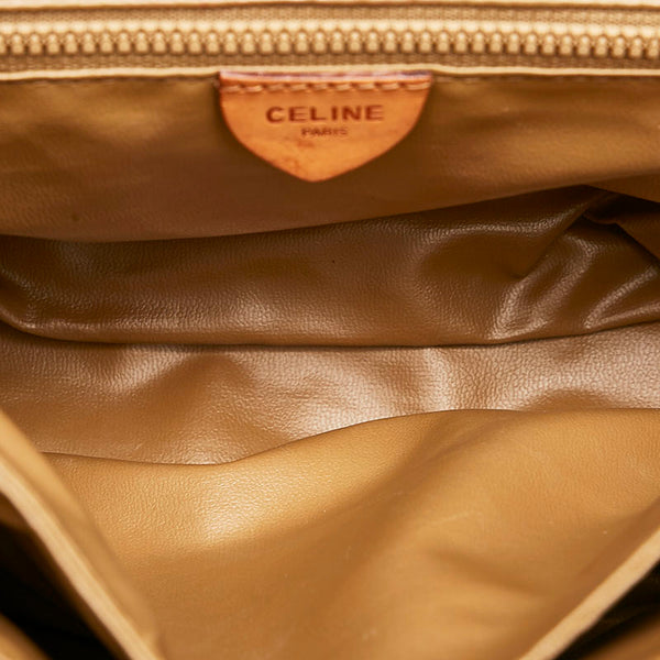 セリーヌ マカダム ショルダーバッグ ベージュ ブラウン PVC レザー レディース CELINE 【中古】