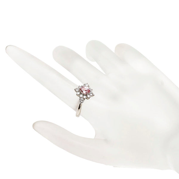 Pt900 プラチナ パパラチアサファイア1.00ct ダイヤ0.68ct リング 指輪 レディース 13号 【中古】