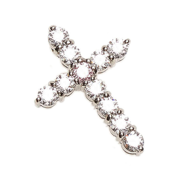 Pt900 プラチナ ピンクダイヤ0.092ct ダイヤ0.908ct クロス ペンダントトップ レディース 【中古】
