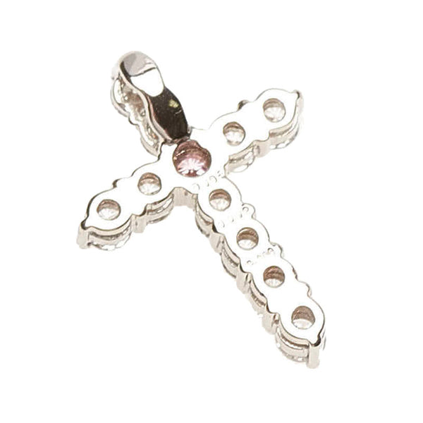 Pt900 プラチナ ピンクダイヤ0.092ct ダイヤ0.908ct クロス ペンダントトップ レディース 【中古】