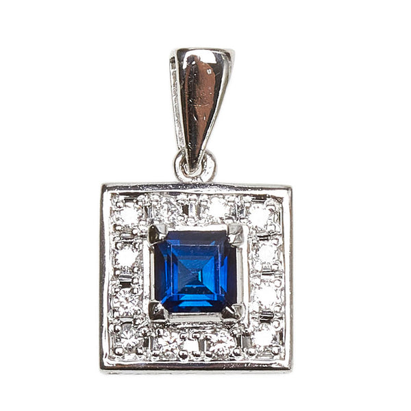 Pt900 プラチナ サファイア0.52ct ダイヤ0.12ct ペンダントトップ レディース 【中古】