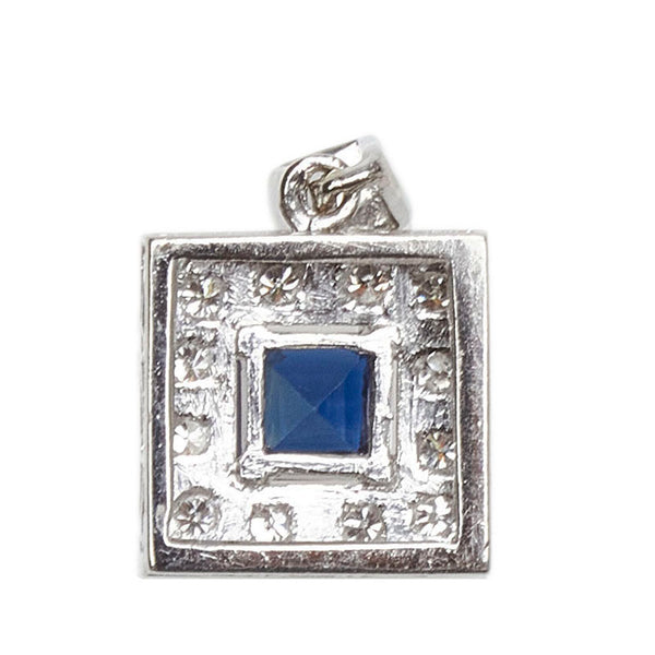 Pt900 プラチナ サファイア0.52ct ダイヤ0.12ct ペンダントトップ レディース 【中古】