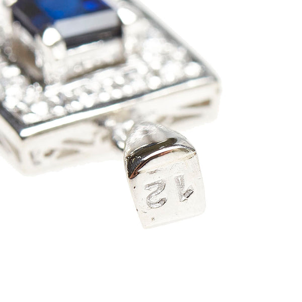 Pt900 プラチナ サファイア0.52ct ダイヤ0.12ct ペンダントトップ レディース 【中古】
