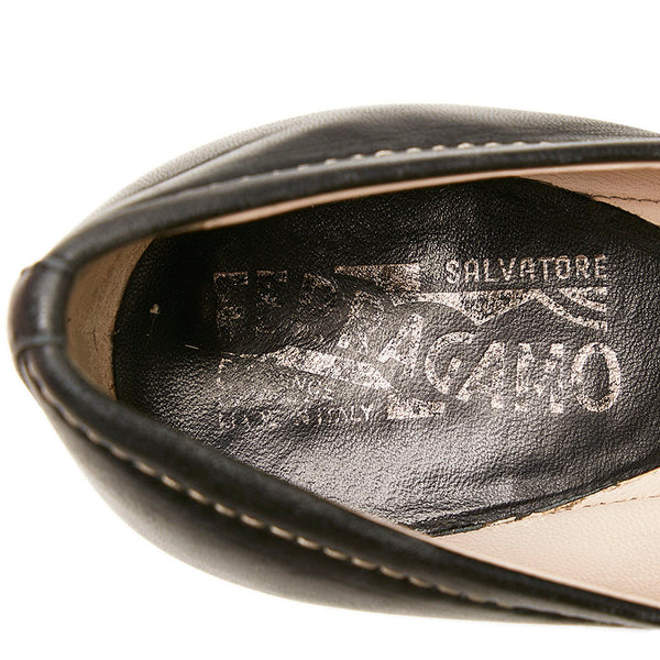 サルヴァトーレフェラガモ ガンチーニ パンプス ブラック レザー レディース Salvatore Ferragamo 【中古】