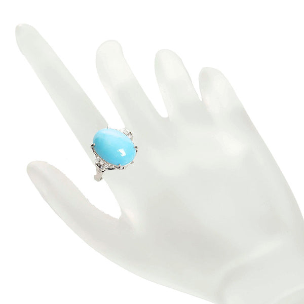 Pt900 プラチナ トルコ石 ダイヤ0.09ct リング 指輪 レディース 15.5号 【中古】
