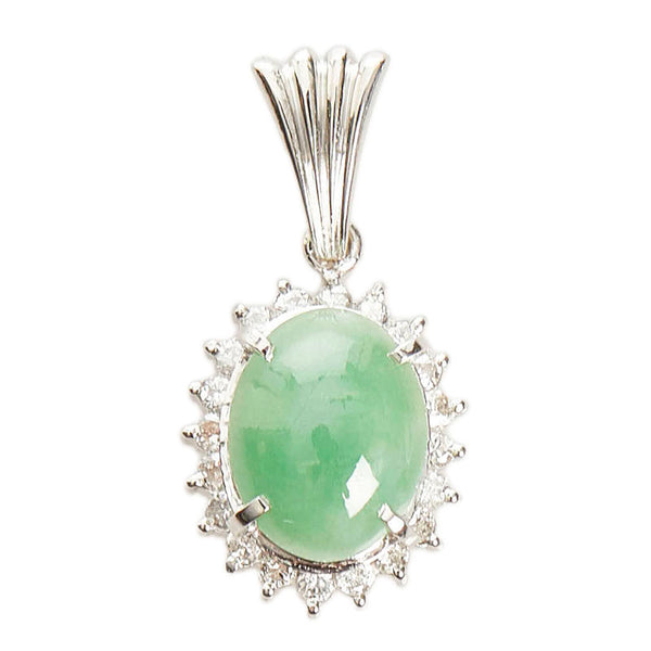Pt900 プラチナ ひすい ダイヤ0.29ct ペンダントトップ レディース 【中古】