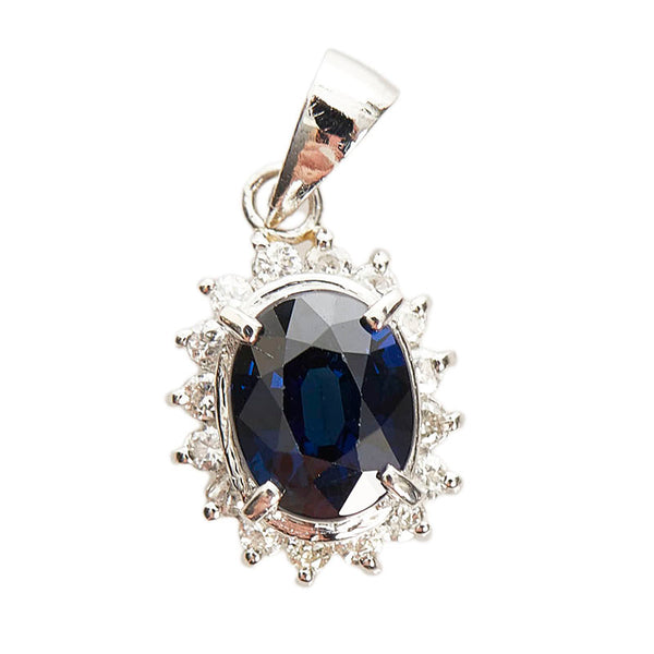 Pt900 プラチナ サファイア1.20ct ダイヤ0.18ct ペンダントトップ レディース 【中古】