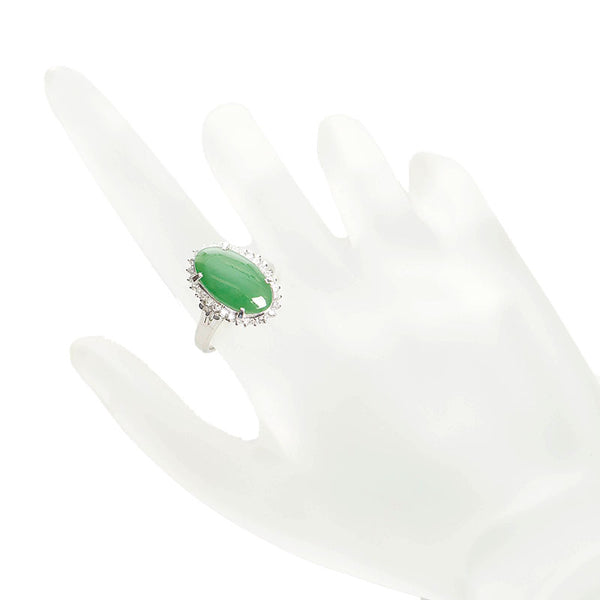 Pt900 プラチナ ひすい4.38ct ダイヤ0.37ct リング 指輪 レディース 15号 【中古】