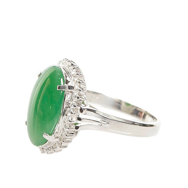 Pt900 プラチナ ひすい4.38ct ダイヤ0.37ct リング 指輪 レディース 15号 【中古】