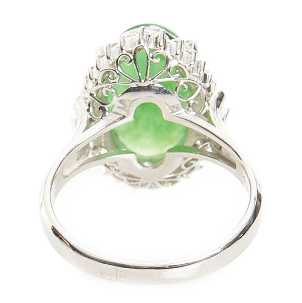 Pt900 プラチナ ひすい4.38ct ダイヤ0.37ct リング 指輪 レディース 15号 【中古】