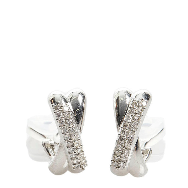 Pt900 プラチナ K18WG ホワイトゴールド ダイヤ0.50ct イヤリング レディース 【中古】