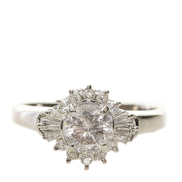 Pt900 プラチナ ダイヤ1.016ct ダイヤ0.29ct リング 指輪 レディース 12号 【中古】