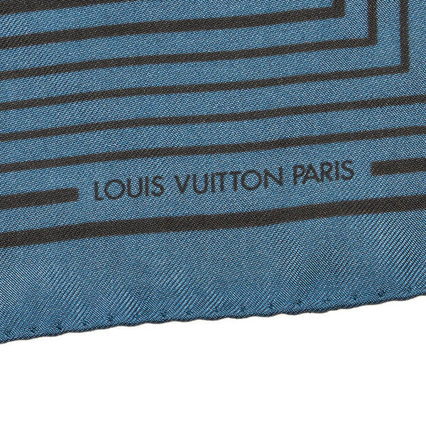 ルイ ヴィトン スカーフ ブルー シルク レディース LOUIS VUITTON 【中古】