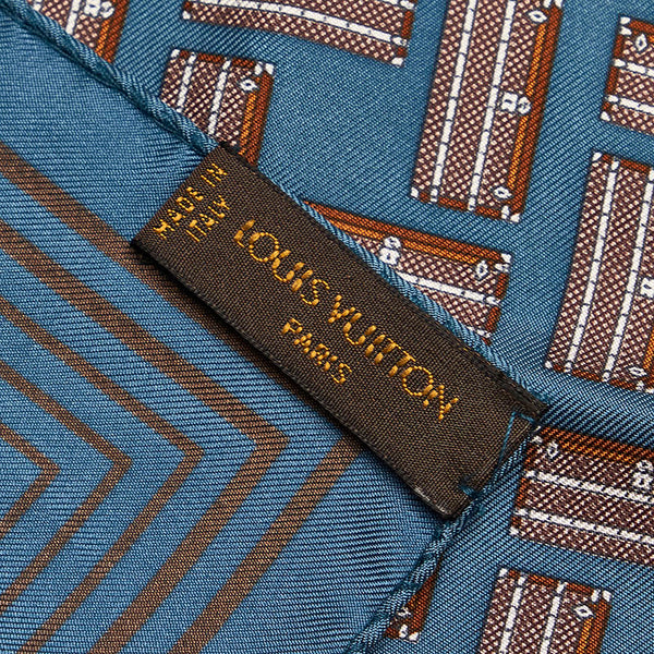 ルイ ヴィトン スカーフ ブルー シルク レディース LOUIS VUITTON 【中古】